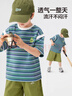 左西童裝男童短袖t恤兒童條紋夏季2025新款男孩大童半袖上衣洋氣 彩條 150 建議身高150cm左右 曬單實(shí)拍圖