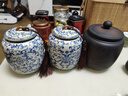 兮元記青花汝窯陶瓷茶葉罐中式復古密封罐存茶罐儲存罐家用儲茶罐 繁花米黃汝窯竹韻茶葉罐 曬單實(shí)拍圖