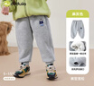 嘟嘟家寶寶加絨褲子冬季加絨兒童加厚長(cháng)褲男童童裝保暖女童冬裝 麻灰色 曬單實(shí)拍圖