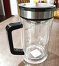 希諾抗菌玻璃杯雙層帶把手泡茶杯子男高檔家用辦公水杯XN-9005K 420mL 曬單實(shí)拍圖