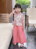 G.duck小黃鴨童裝女童夏裝套裝兒童衣服小女孩夏季碎花上衣防蚊褲兩件套 粉色 110 （建議身高100cm 4-5歲）cm 曬單實(shí)拍圖