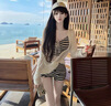 南木熊泳衣女分體比基尼女條紋高顏值慵懶純欲長(cháng)袖罩衫防曬海島度假溫泉 條紋罩衫泳衣三件套【80-110斤】 曬單實(shí)拍圖