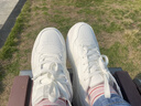 特步奶芙小白鞋女鞋板鞋夏季透氣新款白色鞋子女厚底軟底運動(dòng)鞋休閑鞋 帆白/銀色 37 腳長(cháng)23c（新法碼37.5) 曬單實(shí)拍圖