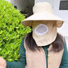 喜蘇萊棉麻涼帽防曬帽子女夏季面罩遮臉太陽(yáng)帽大沿紫外線(xiàn)采茶騎車(chē)遮陽(yáng)帽 卡其色 --帽檐可卷--棉料 曬單實(shí)拍圖