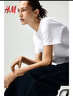 H&M女裝T恤春季時(shí)尚簡(jiǎn)約休閑圓領(lǐng)內搭短袖上衣0963662 白色139 S 160/88 曬單實(shí)拍圖