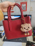 袋鼠品牌真皮紅色手提包結婚新娘包女大氣中年媽媽款喜婆婆大容量婚包 酒紅色【】 曬單實(shí)拍圖
