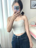 貓人（MiiOW）吊帶背心女夏季高彈美背內衣帶胸墊文胸一體無(wú)痕內搭打底抹胸外穿 黑色+米白【3D固定杯/可機洗】 L 推薦體重【100-120斤】 曬單實(shí)拍圖