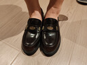 百麗牛皮金幣樂(lè )福鞋女2026新款春夏通勤小皮鞋單鞋JD020AA6 啡色 36 曬單實(shí)拍圖