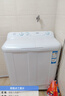 海爾（Haier）半自動(dòng)洗衣機雙桶雙缸10公斤家用小型大容量雙電機強勁動(dòng)力省水電洗脫分離波輪以舊換新老式洗衣機 10公斤 雙缸 強勁颶風(fēng)水流+溢水漂洗+帶移動(dòng)腳輪 曬單實(shí)拍圖