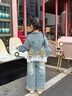 女童牛仔套裝韓版洋氣春裝兩件套2026新款兒童薄款外套春秋季衣服 彩色牛仔 120 cm 曬單實(shí)拍圖