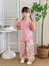 嘟嘟家女童花邊短袖套裝夏裝女寶寶夏季可愛(ài)兩件套寶寶休閑T恤長(cháng)褲夏款 粉色 110 曬單實(shí)拍圖