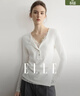 ELLE白色蕾絲假兩件長(cháng)袖T恤女2026春季新款設計感拼接打底衫上衣 白色 L 曬單實(shí)拍圖