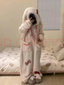 都市麗人睡衣女秋冬珊瑚絨連帽可愛(ài)兔子連體服可外穿新款冬季家居服女士 曬單實(shí)拍圖