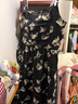 三彩2026春季新款印花提花吊帶裙碎花連衣裙法式A字大擺長(cháng)裙M 黑白花卉 S 155/80A 曬單實(shí)拍圖