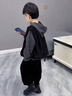 粉筆末端男童套裝春秋款2026新款兒童春季連帽衛衣三件套寶寶春裝洋氣衣服 圖片色 120 曬單實(shí)拍圖