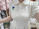 UR春季新款女裝立體花朵收腰Polo領(lǐng)短袖連衣裙UYY750054 淺黃 L 曬單實(shí)拍圖