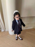 G.duck小黃鴨童裝女童春秋套裝學(xué)院風(fēng)兒童西裝JK百褶裙春裝主持人三件套 西裝三件套 130 （建議身高120cm 8-9歲）cm 曬單實(shí)拍圖