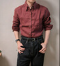 FULL MONTY【純亞麻暗扣領(lǐng)】男士襯衣寬松磚紅色休閑長(cháng)袖襯衫26年春夏新款 磚紅色10157 L 曬單實(shí)拍圖