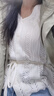 香影鏤空v領(lǐng)白色針織開(kāi)衫女2026春季新款超好看長(cháng)袖系帶收腰上衣 白色 M 160/84A/95-110斤 曬單實(shí)拍圖