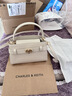 CHARLES&KEITH鱷魚(yú)紋凱莉包手提斜挎婚包包女包生日禮物CK2-50270880-1 Ivory象牙色 S 曬單實(shí)拍圖