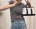 正肩短款港味復古條紋短袖t恤女夏季小眾韓版顯瘦設計感RL#A017# A017#黑灰色 2XL 【123-135斤】 曬單實(shí)拍圖