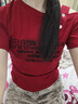 美式紅色斜領(lǐng)短袖T恤女2025夏季新款設計感小眾修身顯瘦露肩上衣 1076紅色 L 【建議100-110斤】 曬單實(shí)拍圖