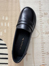 紅蜻蜓春秋樂(lè )福鞋女士牛皮小皮鞋復古休閑女鞋一腳蹬女鞋WTB43660黑色38 曬單實(shí)拍圖