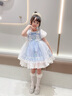 G.duck小黃鴨洛麗塔女童生日公主裙夏季兒童連衣裙短袖女寶寶蓬蓬裙禮服 藍色裙子+發(fā)夾 100 100碼建議90-100cm3-4歲 曬單實(shí)拍圖