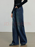 初語(yǔ)修型牛仔褲女2025秋季新款解構設計彈力闊腿褲 青藍色    30    曬單實(shí)拍圖