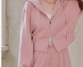 香影粉色衛衣外套女短款2026春季新款開(kāi)衫小個(gè)子連帽運動(dòng)休閑上衣 銀牡丹色 S 155/80A/85-95斤 曬單實(shí)拍圖
