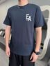 EMPORIO ARMANI/阿瑪尼官方旗艦男士圓領(lǐng)短袖正肩撞色印花純棉T恤春夏 【100%棉】海軍藍色 L  (推薦：150-165斤) 曬單實(shí)拍圖