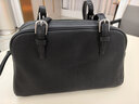 裘真植鞣胎牛皮悠悠保齡球包女復古通勤大容量手提單肩包包 黑色肩帶款-胎牛皮 曬單實(shí)拍圖