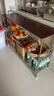 帥仕廚房置物架落地果蔬菜籃子304不銹鋼小推車(chē)多層收納架零食儲物架 實(shí)芯木板【帶鋼印304不銹鋼】3層120長(cháng)-3網(wǎng)3板 曬單實(shí)拍圖