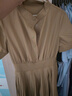 熙然【商場(chǎng)同款】新款中式知性?xún)?yōu)雅國風(fēng)純色舒適立領(lǐng)短袖百褶連衣裙 琥珀黃 L 曬單實(shí)拍圖