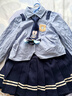 迪士尼（Disney）朱迪兔子警官女童套裝2026春夏季新款休閑百搭條紋襯衫百褶裙套裝 藍色 110 曬單實(shí)拍圖