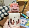 蘇泊爾（SUPOR）兒童保溫杯男女孩學(xué)生水杯水壺316L不銹鋼便攜吸管杯大容量學(xué)飲杯 【背帶款】一蓋雙飲 嫩柚粉 500ml 曬單實(shí)拍圖