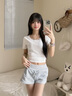 莫代爾休閑褲子女2026夏季薄款運動(dòng)短褲高腰顯瘦抽繩包臀辣妹熱褲闊腿褲 曬單實(shí)拍圖