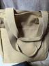 大容量帆布單肩包手提男女包包布藝休閑上班挎包日系方包多袋布包 土黃 曬單實(shí)拍圖
