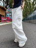 BJHG宋雨琦同款不計后果白色工裝褲子男夏季潮牌輕薄三防運動(dòng)傘兵褲女 銀霜白 S （130斤以下） 曬單實(shí)拍圖