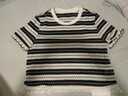 香影流蘇條紋黑色t恤女短袖2026夏裝新款寬松休閑風(fēng)正肩圓領(lǐng)上衣 黑色 T恤款 M 160/84A/95-110斤 曬單實(shí)拍圖