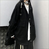 LEDP黑色長(cháng)袖工裝外套女潮春秋季韓版寬松學(xué)生百搭原宿風(fēng)外穿上衣 黑色 L 100-130斤 曬單實(shí)拍圖