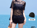 貓人（MiiOW）泳衣女分體式三件套游泳遮肚顯瘦海邊沙灘溫泉泳裝8851 黑色 M 曬單實(shí)拍圖