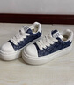 古士旗（GUSKI）新款男士休閑板鞋韓版刺繡牛仔布條紋男鞋子平跟低幫百搭潮流布鞋 藍色/標準版 40 曬單實(shí)拍圖