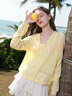 三彩2026春季新款休閑連帽針織衫寬松罩衫輕薄長(cháng)袖開(kāi)衫小外套M 嫩黃色 M 160/84A 曬單實(shí)拍圖
