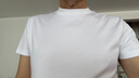 奧德里奇（Aodeliqi）短袖T恤男士夏季絲光棉涼感透氣純色打底衫半袖小高領(lǐng)修身t恤上衣 白色 L 曬單實(shí)拍圖
