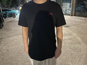 李寧短袖男純棉親膚舒適2026夏季運動(dòng)寬松休閑透氣圓領(lǐng)簡(jiǎn)約文化衫T恤 黑色-1白色刺繡LOGO XL 曬單實(shí)拍圖