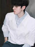 良茨白色韓系假兩件襯衫男款感長(cháng)袖襯衣cleanfit疊穿內搭情侶外套 白色 【升級款】 L 曬單實(shí)拍圖