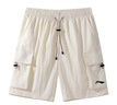 李寧（LI-NING）冰絲短褲男女夏季新款日常休閑運動(dòng)透氣五分褲純色青年情侶褲 米白色 S 曬單實(shí)拍圖
