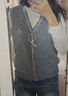 Olrain法式針織馬甲女V領(lǐng)寬松刺繡內搭學(xué)院風(fēng)背心 灰色（第二批） S 曬單實(shí)拍圖
