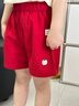 幼歌（YOUGE）嬰幼兒水果繡花標可愛(ài)純色牛仔短褲兒童寬松透氣五分褲 活力蘋(píng)果 100 cm 曬單實(shí)拍圖